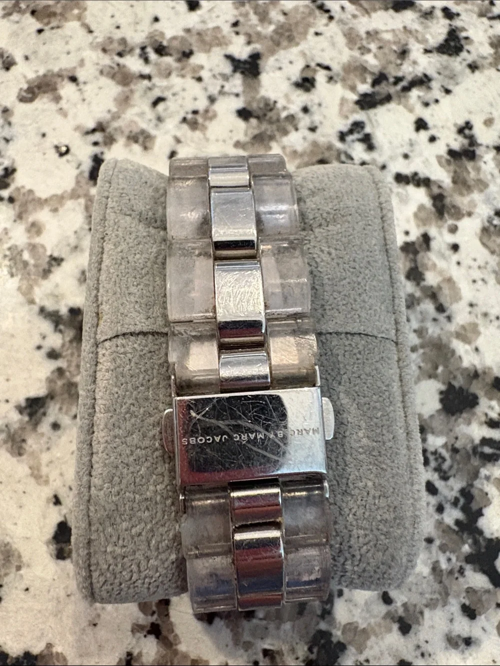 Marc by Marc Jacobs Silver and White Logo Bezel Bracelet Watch